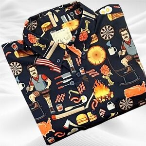 RSVLTS Parks and Recreation City of Pawnee button shirt MEDIUM‎  Ron Swanson BBQ